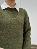Nubby Textured Oversize Olive Pullover 
