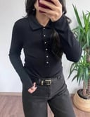 Black Dilvin top with gold buttons 