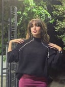 Black wool Pullover with diamonds