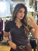 Brown V lace top