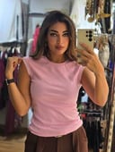 Pink top with silver lines