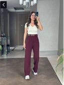 Burgundy Classic Pants without Belt 