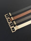 Black Belt with Squared Gold Toned Buckles