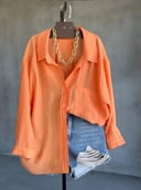 Orange oversize linen shirt