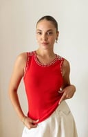 Red strass top