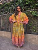Lime multicolour dress 