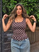 Brown polka tops