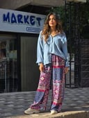 Raspberry Indigo Patterned Pants 