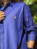 Blue denim polo shirt 