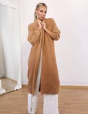 Long Open Camel Mohair Cardigan 
