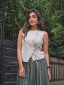 Beige Vest with gold buttons