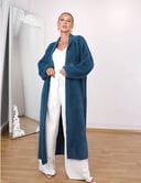 Long Open Petroleum Mohair Cardigan 