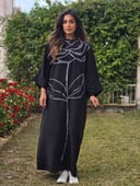 Black floral embroidered dress