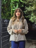 Oversize Café Cardigan with Gold Buttons 