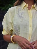 Yellow leaflets embroidered shirt