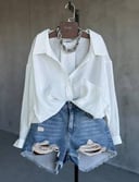 White oversize linen shirt