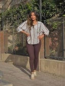 Brown Ribbed Cotton Leggings 