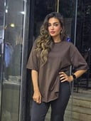 Brown basic tshirt with side slits 