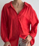 Red oversize linen shirt 