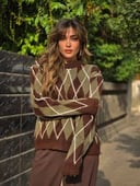 Olive Brown Argyle Pullover 