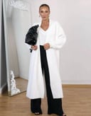 Long Open White Mohair Cardigan 