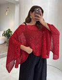 Red glittery Poncho 