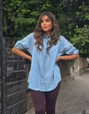Light blue denim embroidered shirt