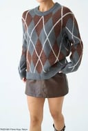 Grey Brown Argyle Pullover 