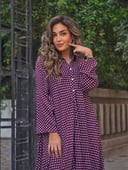 Burgundy maxi polka dress