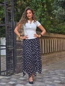 Black polka dot zigzag skirt