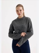 Gray Crop Wool Pullover 