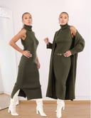 Olive Triko Dress And Cardigan (Set of 2 pieces)