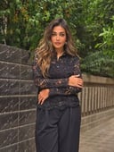 Black floral blouse