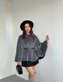 Dark Grey Fur Poncho