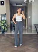 Gray Classic Pants Without Belt 