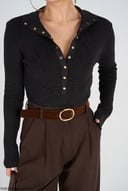 Black top with gold buttons
