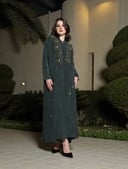 عباية حرير مغسول زيتي