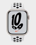 ساعة ابل  Nike Series 7 MKL43 45mm GPS PLUS جراب ألومنيوم Starlight مع حزام Nike الرياضي البلاتيني رقم.926E