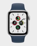 Apple Watch SE الجديدة MKQ43 GPS هيكل 44 ملم من الألمنيوم الفضي مع حزام رياضي أزرق أبيس رقم.929E كود- 315