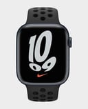 ساعة ابل Series 7 MKNC3 45mm GPS Midnight هيكل ألومنيوم مع حزام رياضي Nike أسود رقم.922E