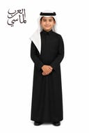 ثوب العرب ولادي وأطفال أسود - قلاب سادة (قماش فاخر)