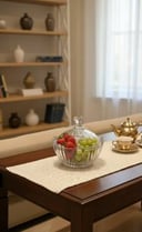 وعاء تقديم كريستالي بغطاء (حامل حلويات وفواكه)