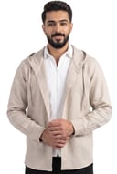 قميص رجالي لنن وكتان – بيج وأوف وايت S53