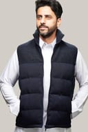 سديرية ويندبروف جوخ + قطن بلون كحلي W115
