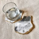 Grey / White agate coasters With Gold Edges