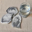 Grey/ White Agate Coasters With Silver edges