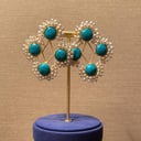 marble green earrings -#117