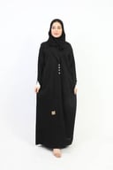 عباية كلاسيك لف مزينة ببليسيه أبيض على الكم 