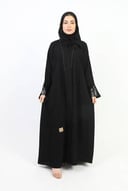 عباية كلاسيك لف مزينة بدانتيل على الأكمام