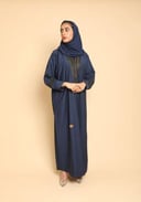 عباية لنن لف باللون الكحلي